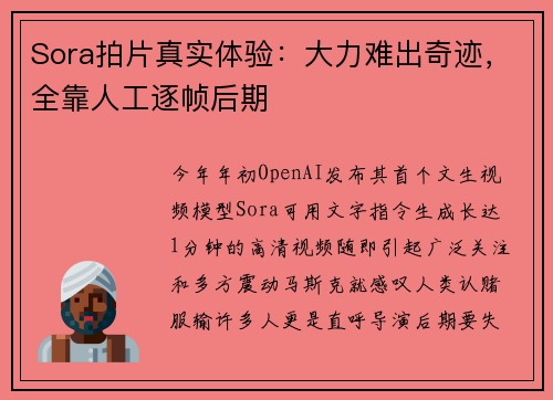 Sora拍片真实体验：大力难出奇迹，全靠人工逐帧后期
