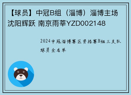 【球员】中冠B组（淄博）淄博主场 沈阳辉跃 南京雨莘YZD002148